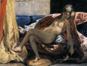 Woman with a Parrot Romantic human body Eugene Delacroix birds Oil Paintings